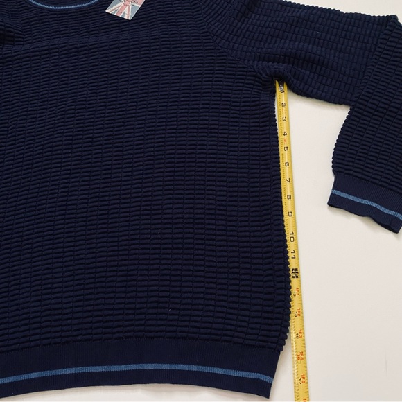 NEW ENGLISH LAUNDRY SWEATER Block Ribbed Navy Blue Collar Cuff Accents SIZE XL - Picture 8 of 10